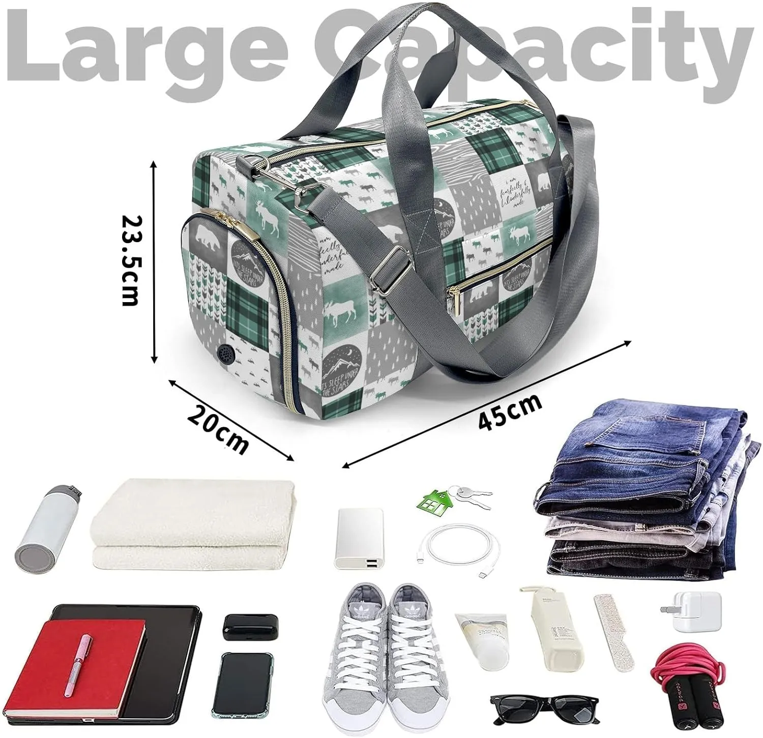 Custom Duffel Bag Wild Free Bear Adventure Compact and Convenient: Fitness Bags for the Modern Traveler