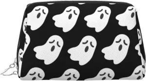 Cute White Ghost Halloween Pattern Travel-Ready Toiletry Bag, Compact Makeup Organizer For Women