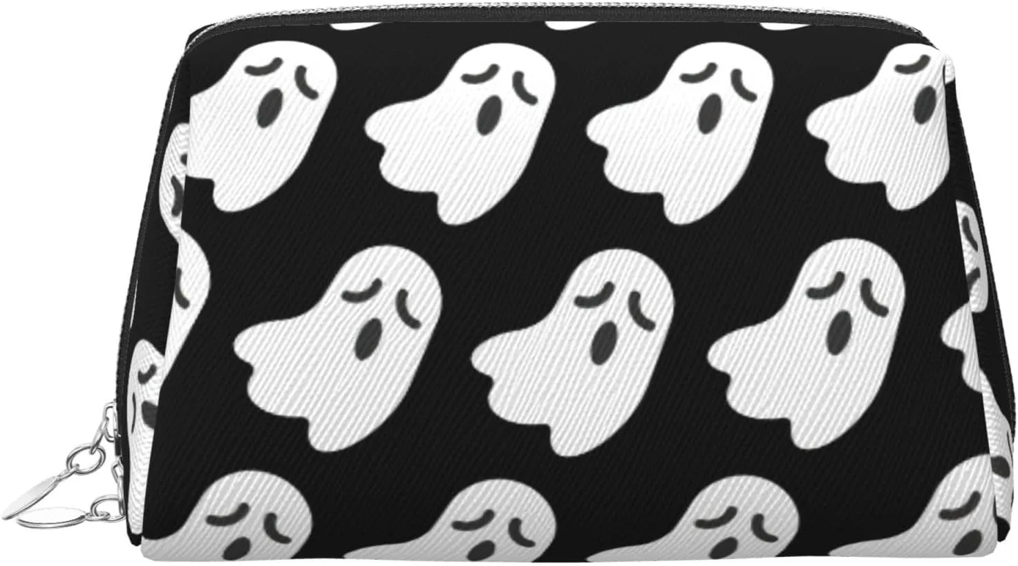 Cute White Ghost Halloween Pattern Travel-Ready Toiletry Bag, Compact Makeup Organizer For Women