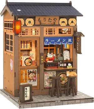 Cutefun Book Nook Kit - DIY Miniature House Kit for Adults, Japanese Tiny House Building Kit with LED, Dollhouse Kit Bookshelf Insert Decor Creative Gifts for Teens and Beginners (Morita-Ya)