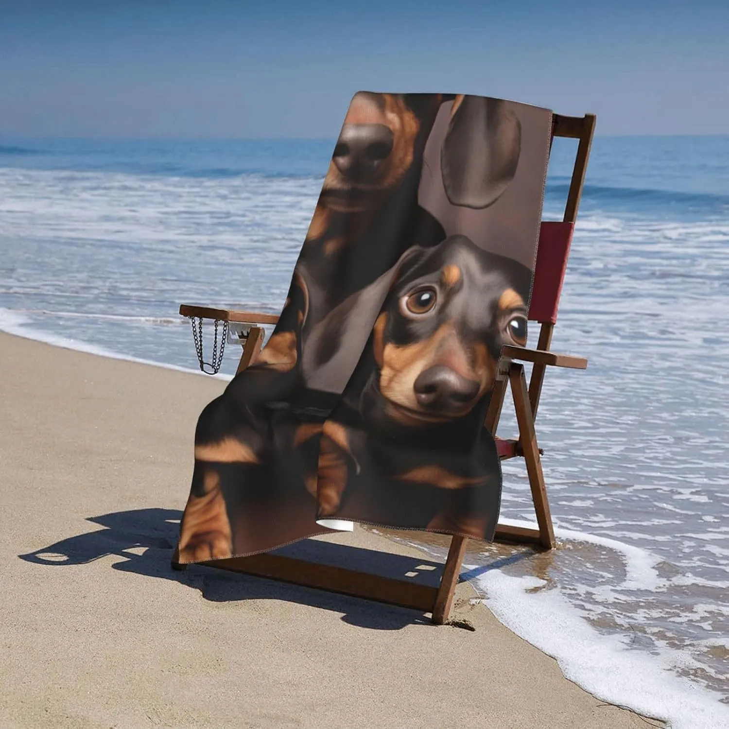 Dachshund Beach Towel Wiener Dog Microfiber Sand Free Towels for Adult Kids Quick Dry Ultra Absorbent Super Soft Pool Travel Swim Bath Shower Towel Gifts 52” x 32”