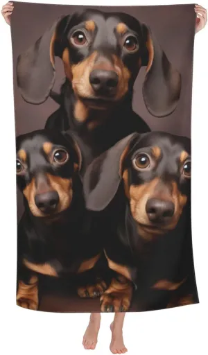 Dachshund Beach Towel Wiener Dog Microfiber Sand Free Towels for Adult Kids Quick Dry Ultra Absorbent Super Soft Pool Travel Swim Bath Shower Towel Gifts 52” x 32”