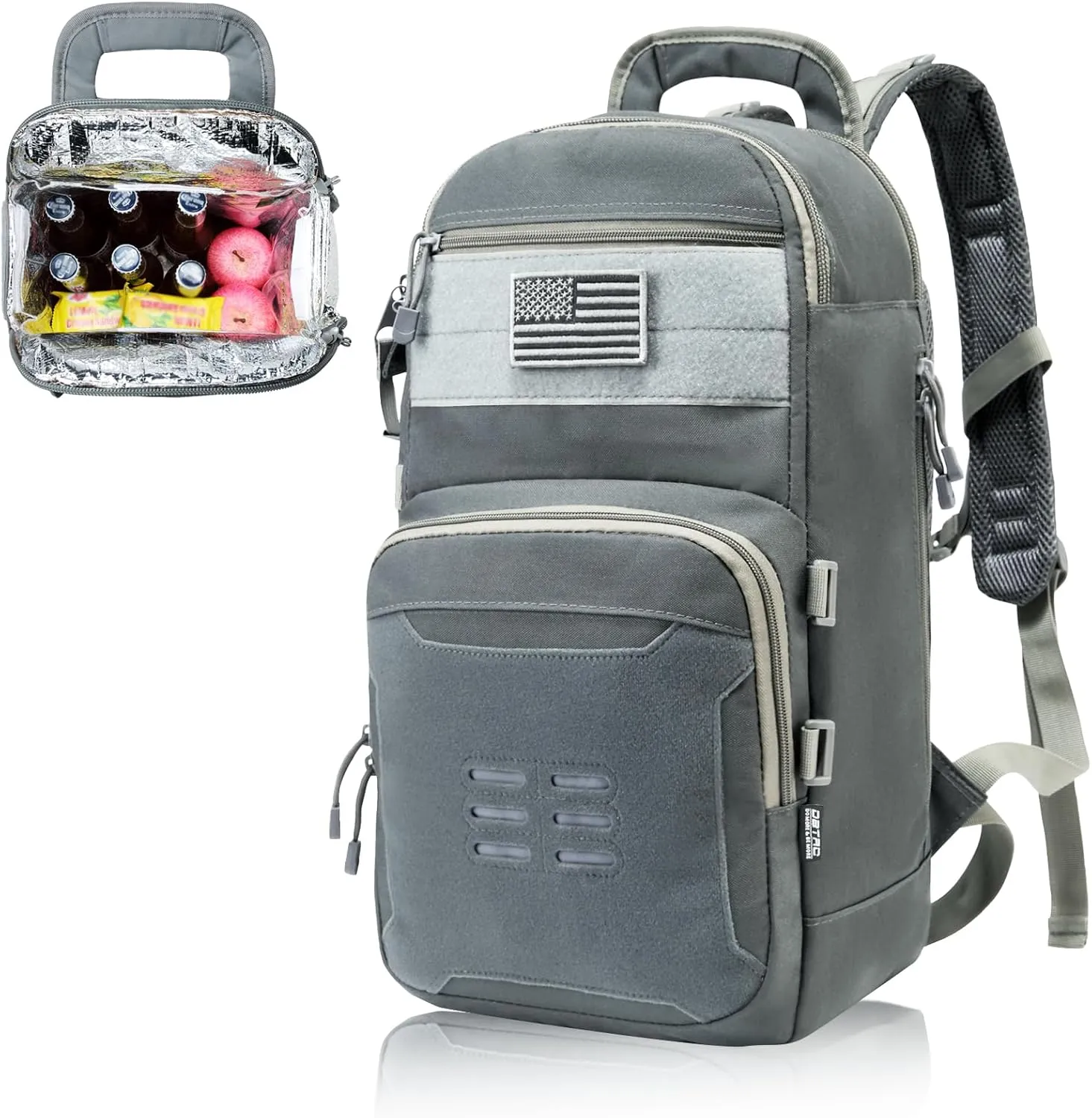 DBTAC Tactical Lunch Backpack, Large Lunch Cooler for Men Women | Backpack Coolers insulated for Work Picnic Travel (Arsenic Gray, 24-Cans)