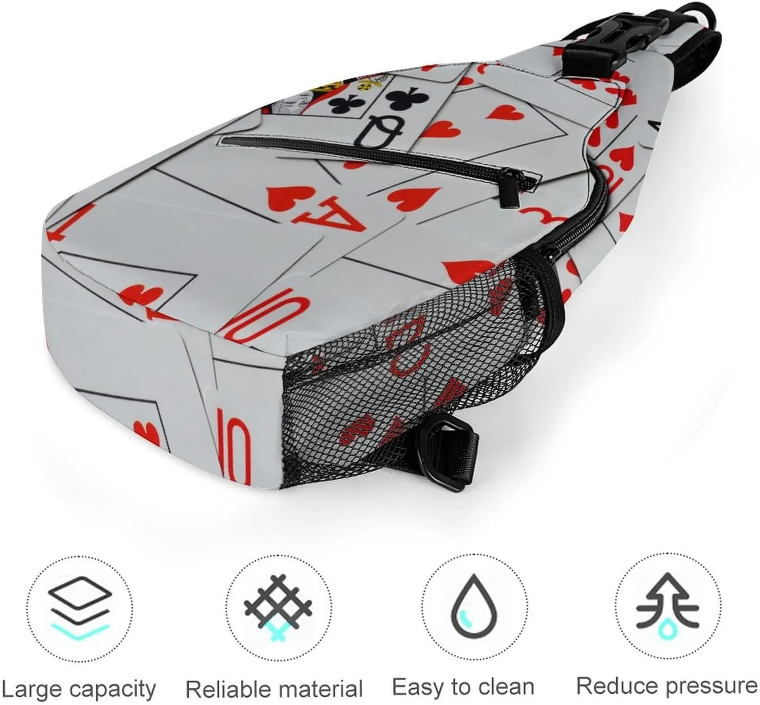 Deck Of Scattered Playing Cards A Spacious And Large Capacity Portable Adjustable Chest Bag