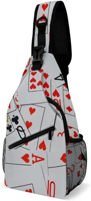 Deck Of Scattered Playing Cards A Spacious And Large Capacity Portable Adjustable Chest Bag