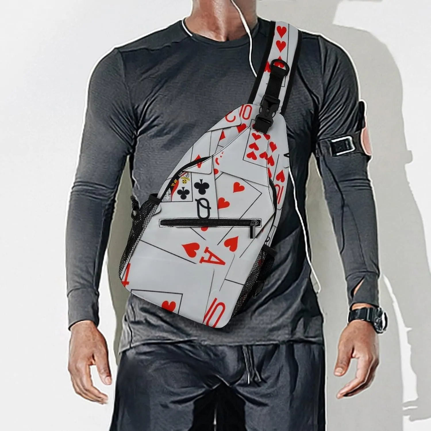 Deck Of Scattered Playing Cards A Spacious And Large Capacity Portable Adjustable Chest Bag