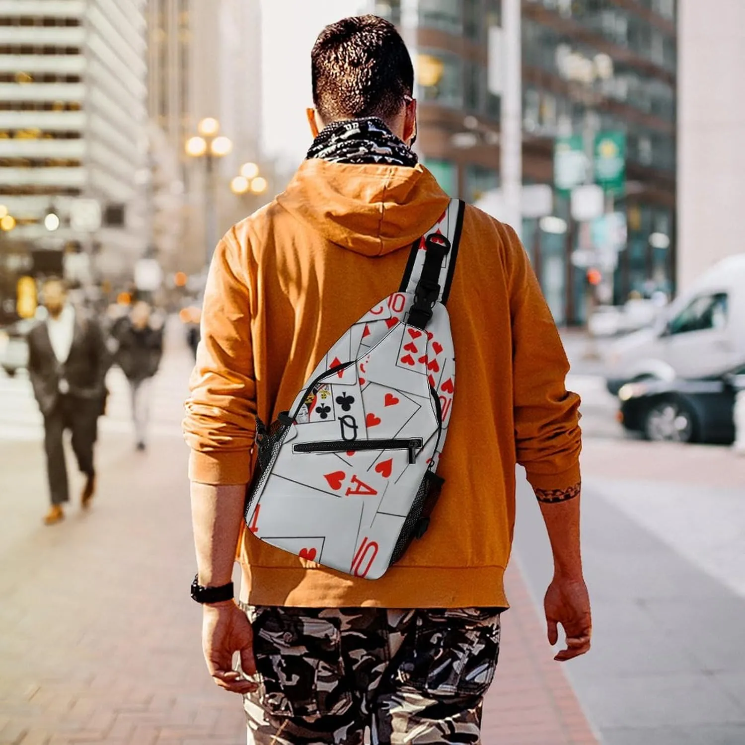 Deck Of Scattered Playing Cards A Spacious And Large Capacity Portable Adjustable Chest Bag