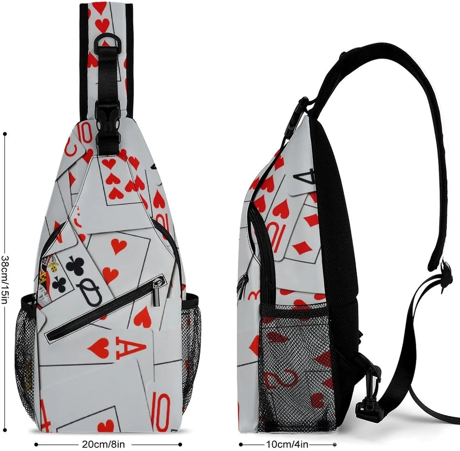 Deck Of Scattered Playing Cards A Spacious And Large Capacity Portable Adjustable Chest Bag