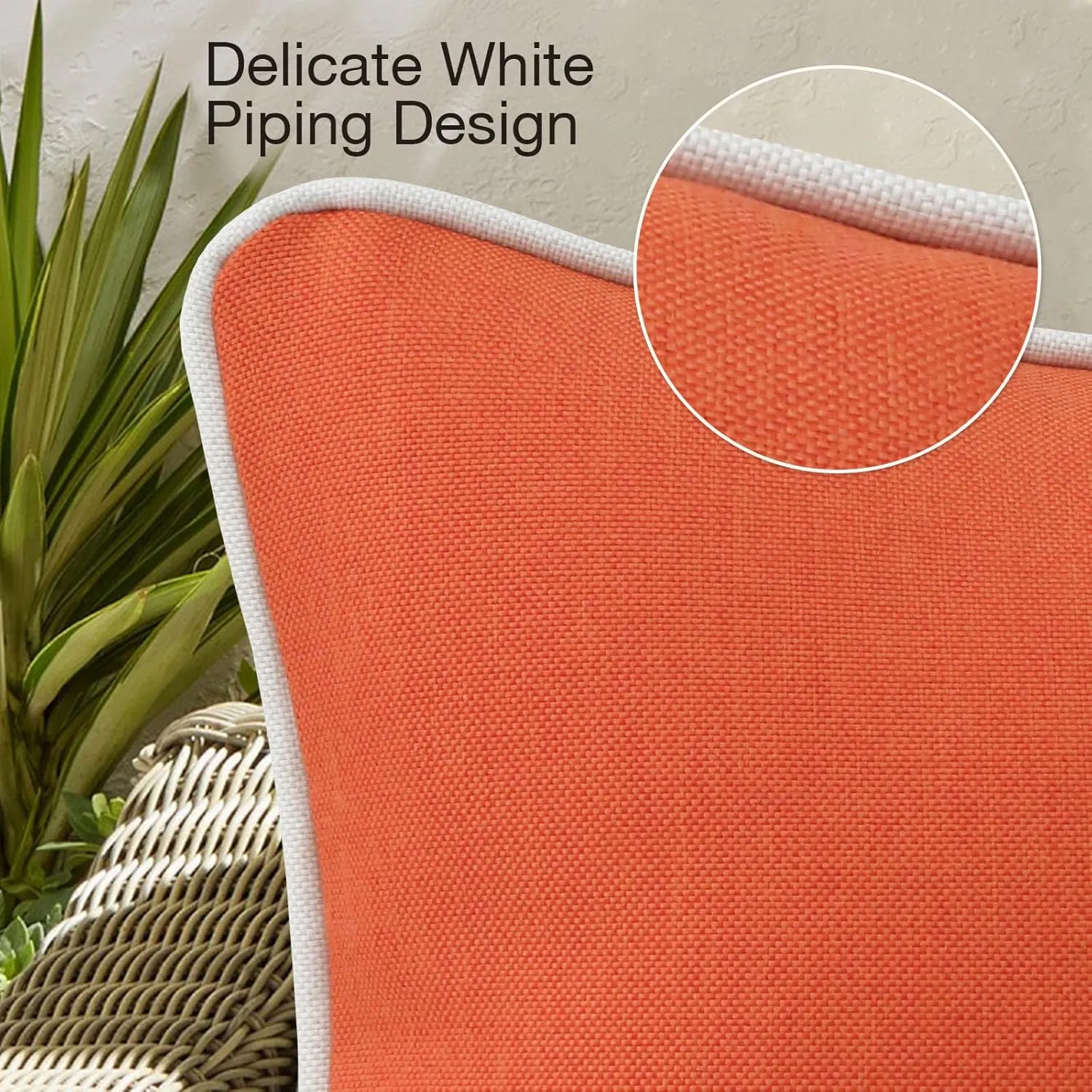 Decorative Outdoor Waterproof Throw Pillows with Inserts, Set of 4, 18" x18" Pillows for Patio, Backyard, Bed, Couch, and Patio Furniture, Coral Orange