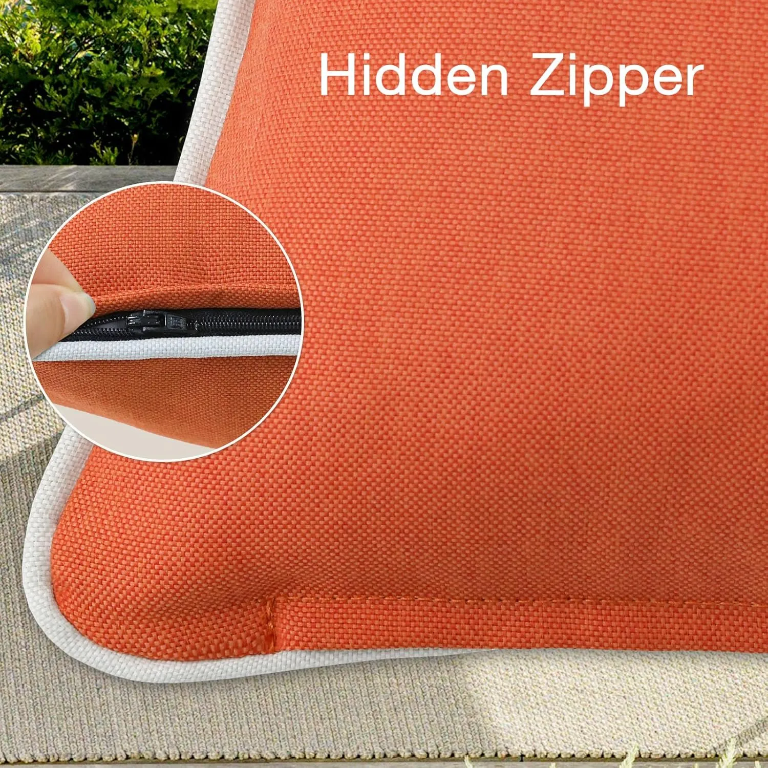 Decorative Outdoor Waterproof Throw Pillows with Inserts, Set of 4, 18" x18" Pillows for Patio, Backyard, Bed, Couch, and Patio Furniture, Coral Orange