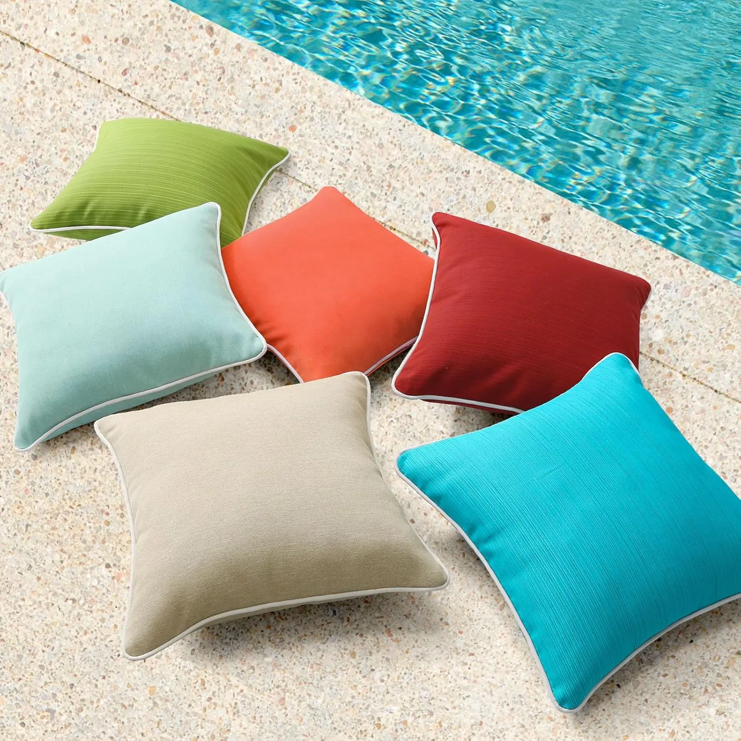 Decorative Outdoor Waterproof Throw Pillows with Inserts, Set of 4, 18" x18" Pillows for Patio, Backyard, Bed, Couch, and Patio Furniture, Coral Orange