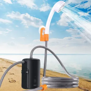 DELURA Portable Shower, Portable Camp Shower Pump with Rechargeable Battery, Portable Shower for Camping, Portable Outdoor Shower Head for Camping, Hiking, Traveling