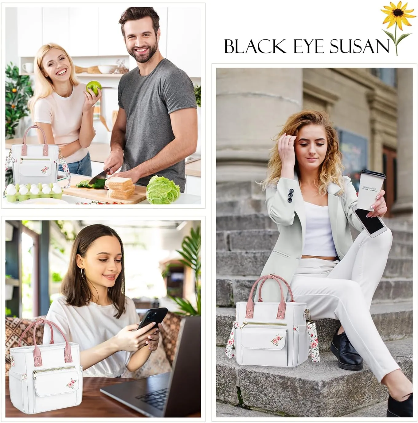 Deluxe Large Insulated Lunch Bag Box Women - Leakproof Waterproof Cooler with Multi Pockets Removable Strap for Work Picnic - Teacher Mothers Day Christmas Birthday Gifts