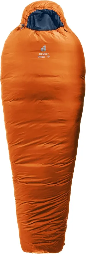 deuter Orbit-5° EL Synthetic Fibre Sleeping Bag, Men's, Camping Gear and Equipment, Chestnut-Ink, Extra Long