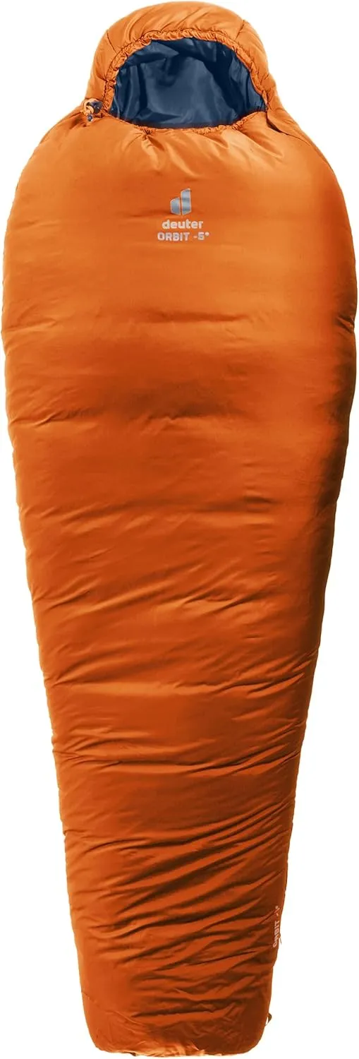 deuter Orbit-5° EL Synthetic Fibre Sleeping Bag, Men's, Camping Gear and Equipment, Chestnut-Ink, Extra Long