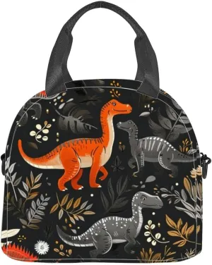 dinosaurs Insulated Adult Lunch Bag with Shoulder Strap for Women Lightweight Reusable Portable Freezable Lunch Tote Bag for Work Picnic