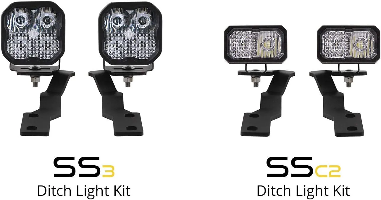 Diode Dynamics Stage Series Backlit Ditch Light Kit compatible with Toyota Tacoma 2016-2023, SS3 Sport Yellow Combo
