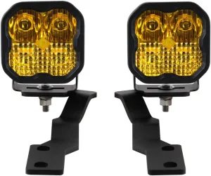 Diode Dynamics Stage Series Backlit Ditch Light Kit compatible with Toyota Tacoma 2016-2023, SS3 Sport Yellow Combo