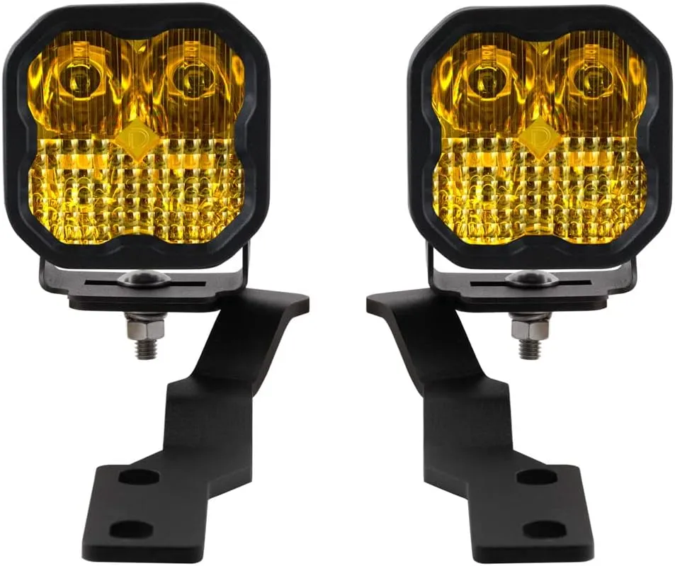 Diode Dynamics Stage Series Backlit Ditch Light Kit compatible with Toyota Tacoma 2016-2023, SS3 Sport Yellow Combo