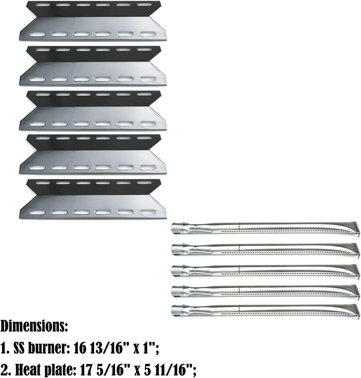 Direct Store Parts Kit DG106 Replacement for Charmglow 720-0234,Nexgrill 720-0033,720-0234,720-0289 Grill Burner and Heat Plate -5pack (Stainless Steel Burner   Porcelain Steel Heat Plate)