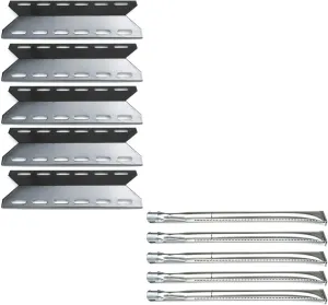Direct Store Parts Kit DG106 Replacement for Charmglow 720-0234,Nexgrill 720-0033,720-0234,720-0289 Grill Burner and Heat Plate -5pack (Stainless Steel Burner   Porcelain Steel Heat Plate)
