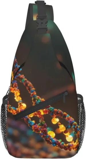 DNA Chain Photo Print Diagonally Sling Bag Cross Bag Adjustable Strap Compact Crossbody Bag Travel Bag