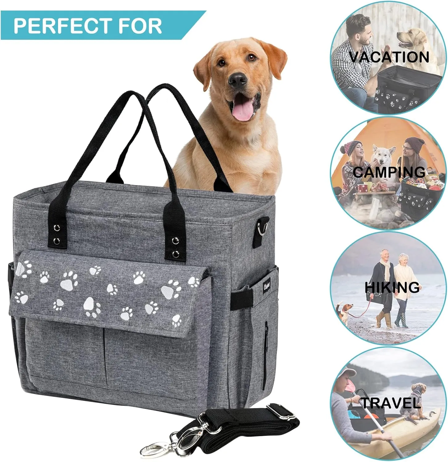 Dog Travel Bag - Airline Approved, 2 Dog Food Containers & Collapsible Bowls, Weekend & Overnight Pet Travel Kit