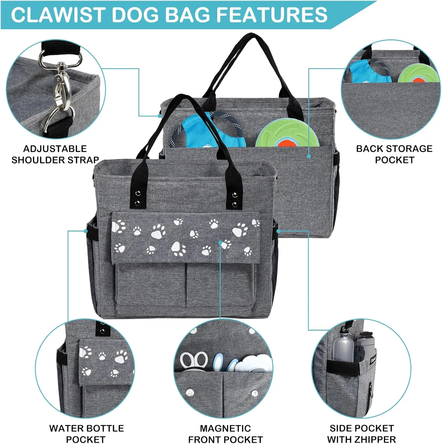 Dog Travel Bag - Airline Approved, 2 Dog Food Containers & Collapsible Bowls, Weekend & Overnight Pet Travel Kit