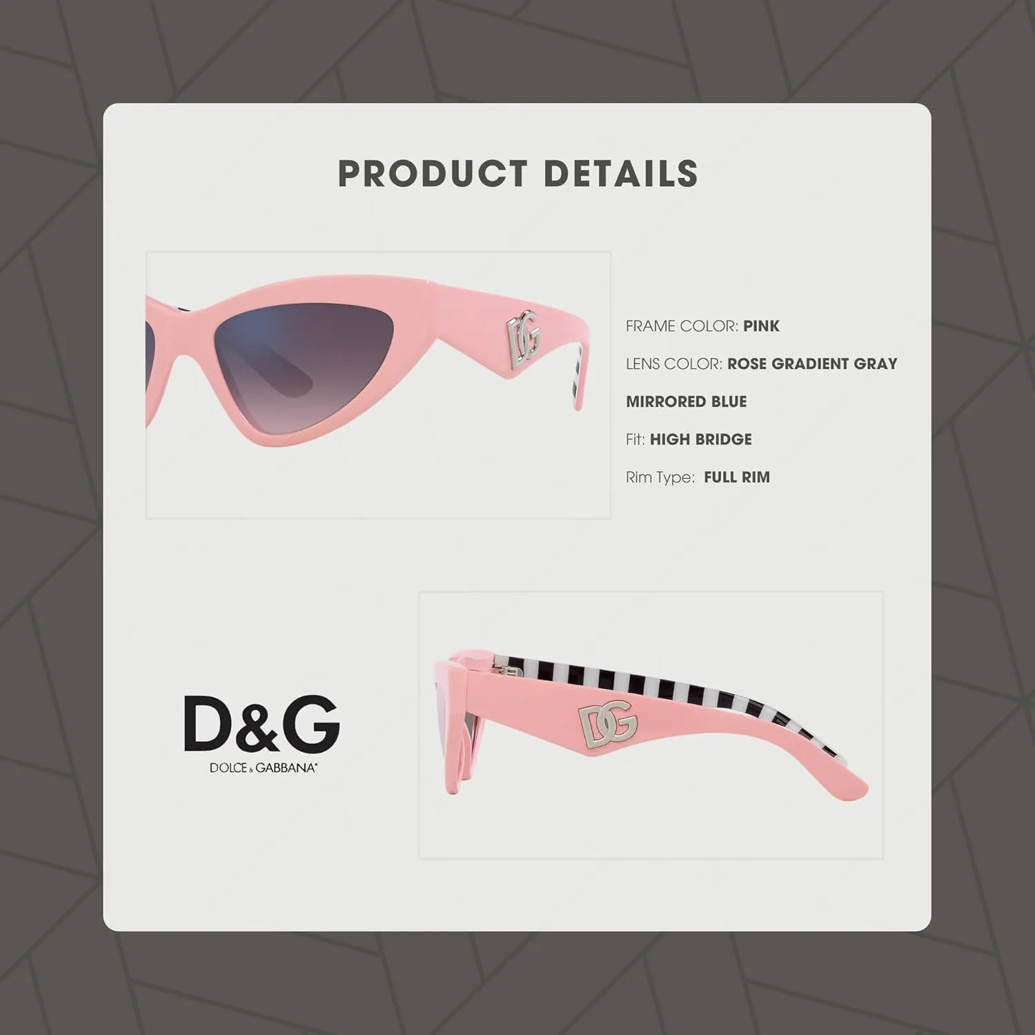 Dolce & Gabbana DG4439 Cateye Sunglasses for Women   BUNDLE With Designer iWear Eyewear Kit