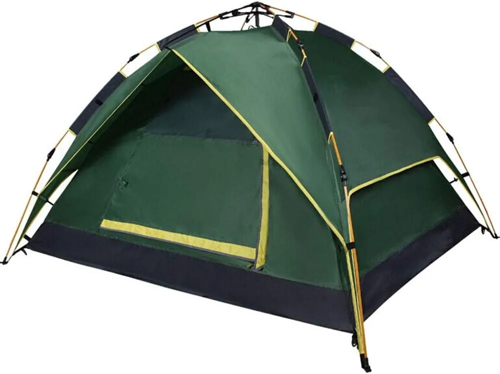 Dome Light Camping Tent Dome Camping Tent Instant Pop Up Tent Sun Shelter 3-4 People Double Doors Portable Tent, 220X190X120CM, Green