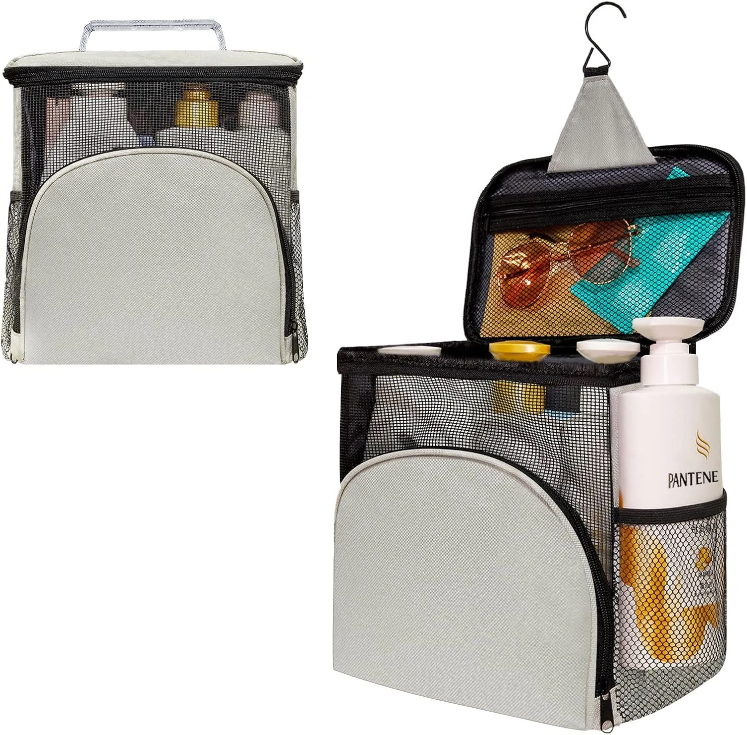 domidomi Shower Caddy Dorm Tote Bag- Portable for College Large Capacity, Must Have Travel Accessories, Hanging Mesh Bag Camping Gym Boys and Girls (Grey) (220725)