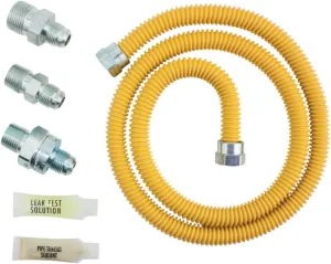 Dormont SafetyShield Stainless Steel Standard Gas Connector Kit - Bag Included, 5/8" OD x 1/2" ID x 60" L, No-Neck Design, Excess Flow Valve and Thermal Shutoff