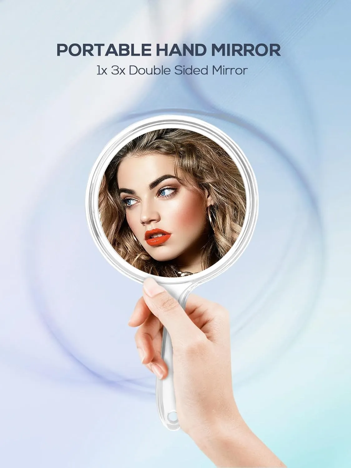 Double-Sided Handheld Mirror, 1X/3X Magnification for Makeup (Clear, Pack of 1, Small Size)