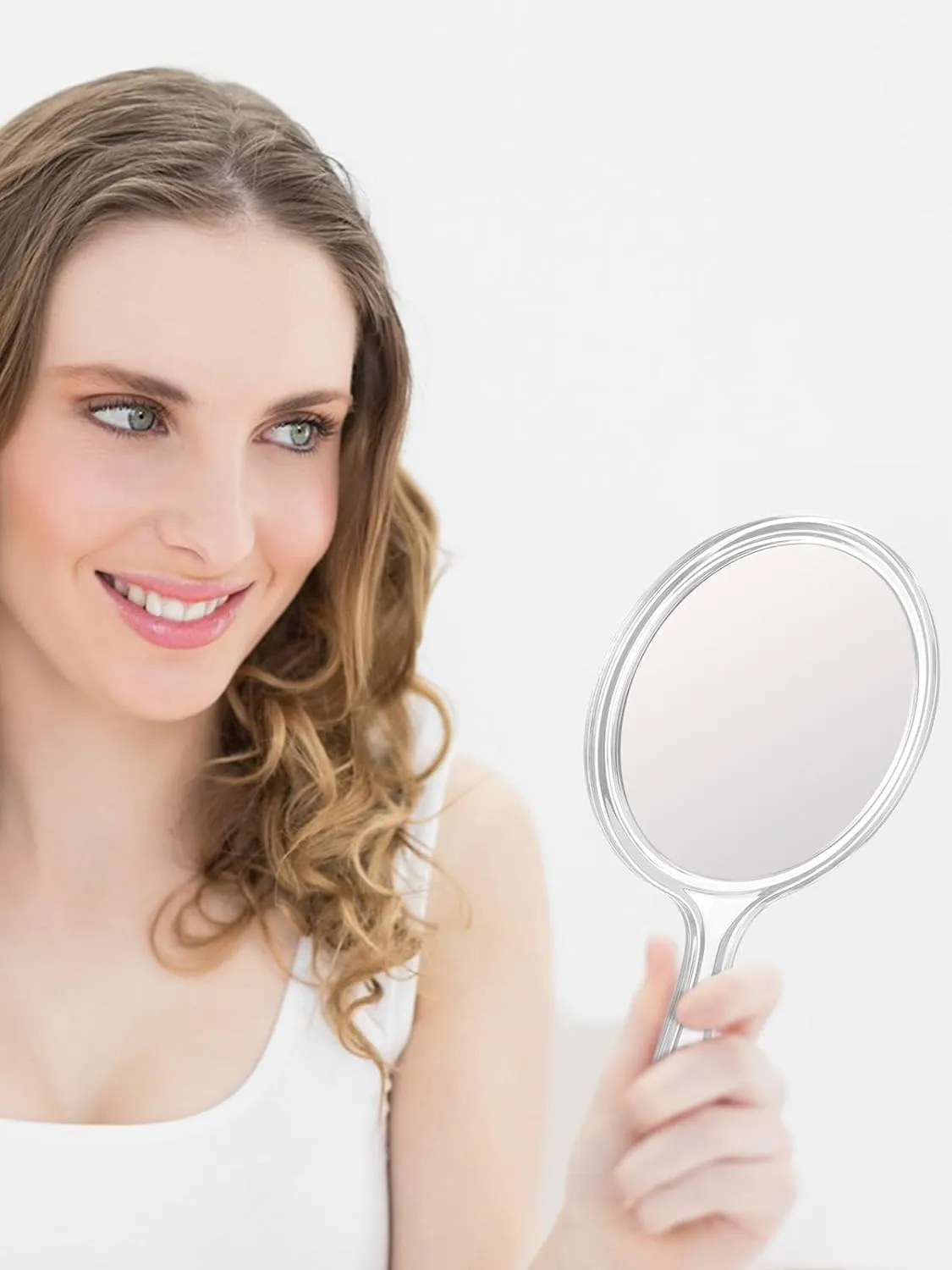 Double-Sided Handheld Mirror, 1X/3X Magnification for Makeup (Clear, Pack of 1, Small Size)