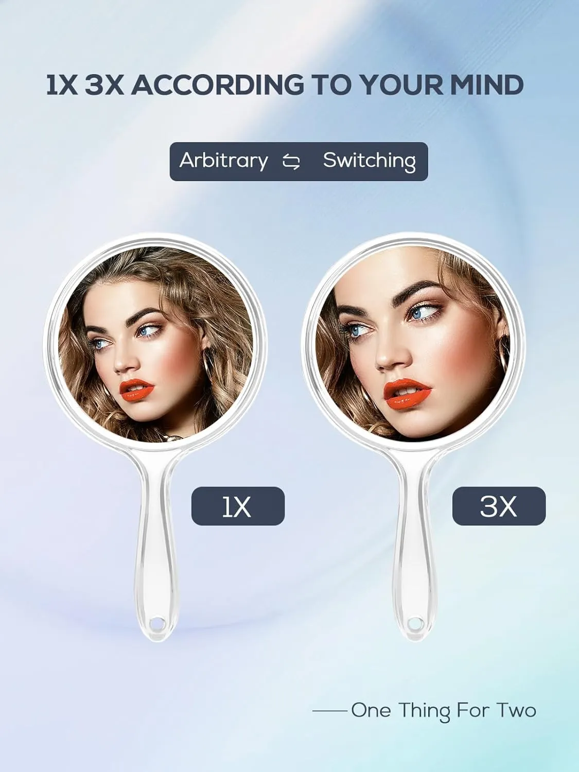 Double-Sided Handheld Mirror, 1X/3X Magnification for Makeup (Clear, Pack of 1, Small Size)