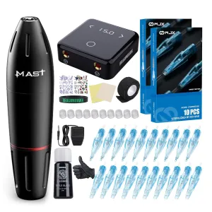Dragonhawk Tattoo Machine Kit Rotary Tattoo Pen Gun Kit 20Pcs Tattoo Cartridges Needles Foot Pedal Power Supply for General Tattoo & Smp Studio 1013-10