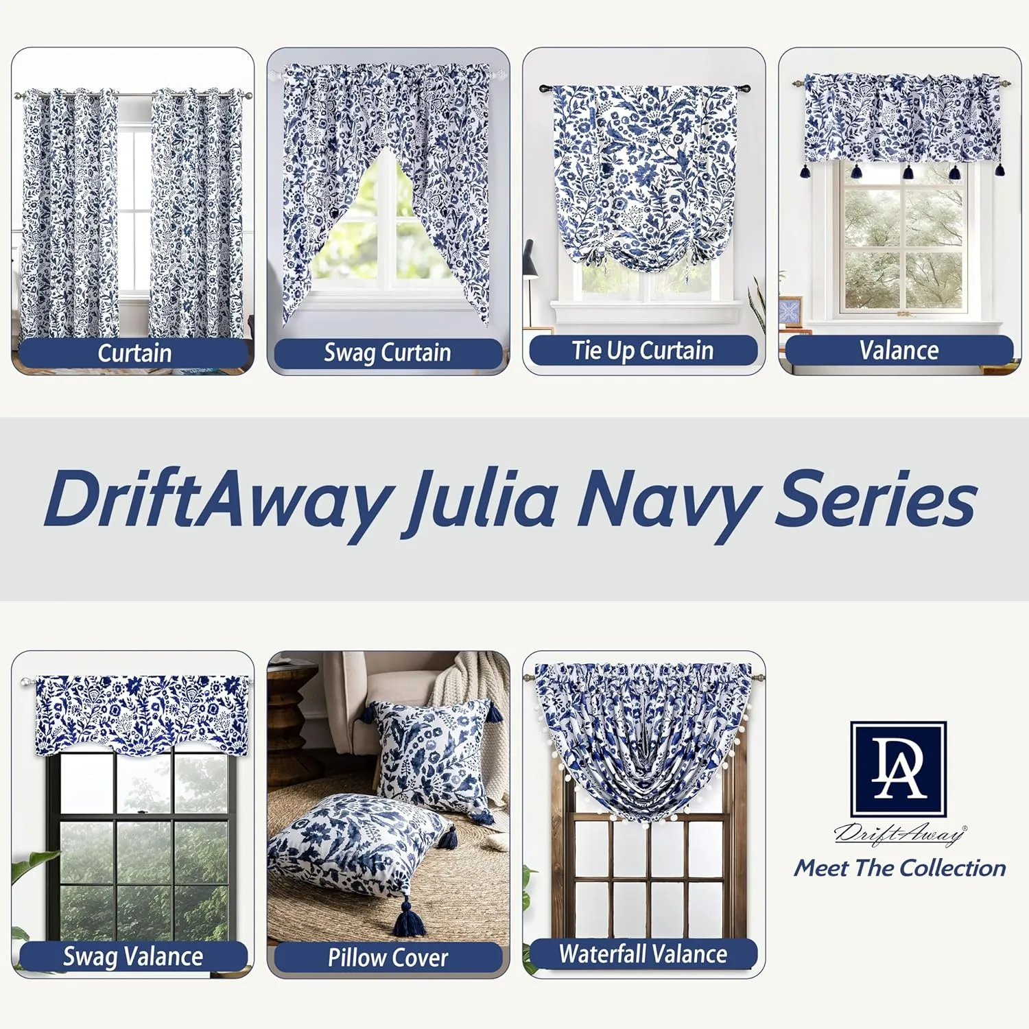 DriftAway Julia Lined Valance Double Layer Thermal Insulated Room Darkening Blackout Valances 3 Inch Rod Pocket Window Valance with Handmade Tassels for Bathroom Living Room 52 Inch by 18 Inch Navy