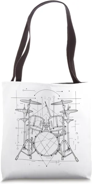 Drum Kit Line Art Trap Set Rock Music Tote Bag