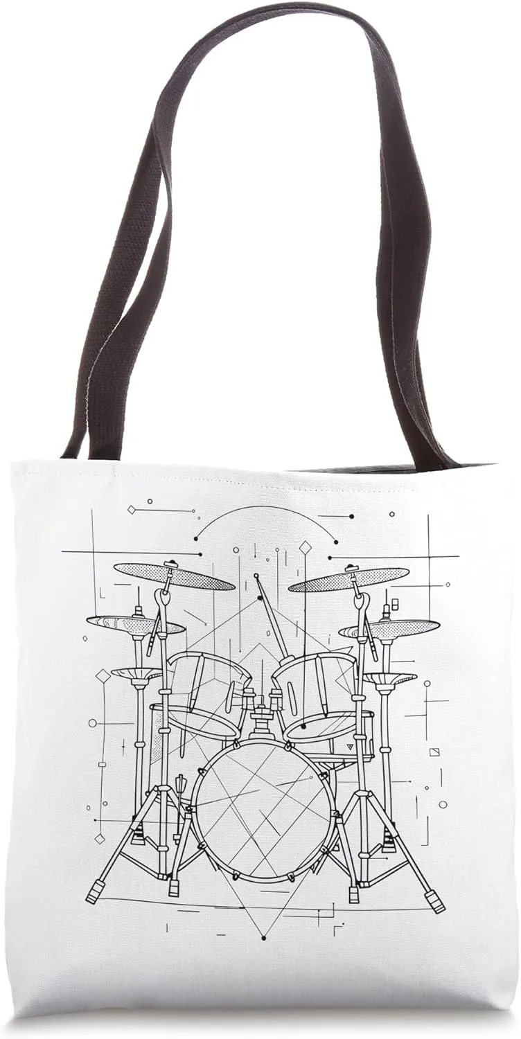 Drum Kit Line Art Trap Set Rock Music Tote Bag