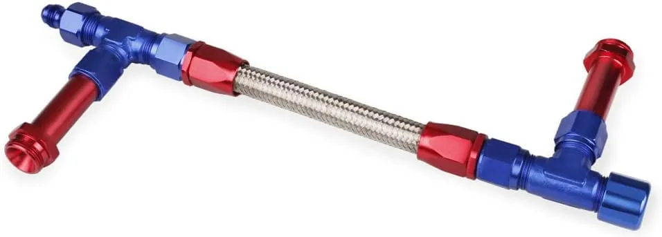Dual Feed Fuel Line Kit, Aluminum Alloy & Stainless Steel Braided 8 AN Dual Inlet Fuel Line Kit For Holley 4150 Carburetor, Red Blue