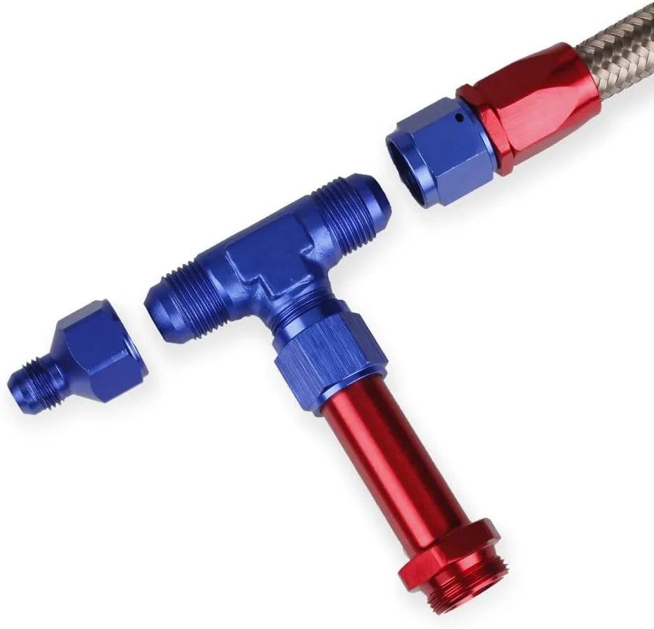 Dual Feed Fuel Line Kit, Aluminum Alloy & Stainless Steel Braided 8 AN Dual Inlet Fuel Line Kit For Holley 4150 Carburetor, Red Blue