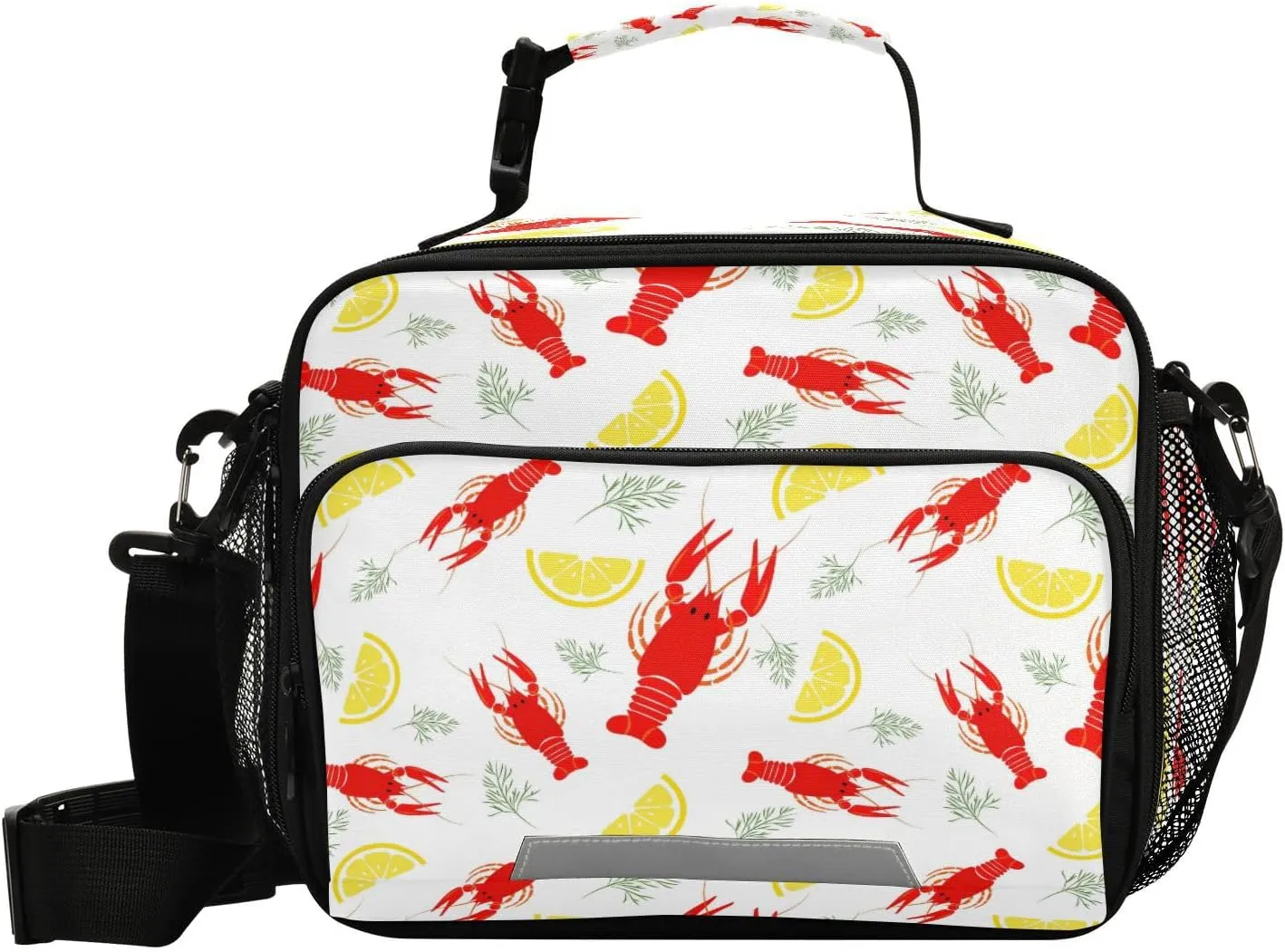 Dussdil Crayfish Lemon Shrimp Kid's Lunch Bags for Boys Girls Lunch Bag Insulated Thermal Cooler Bags Reusable Organizer Tote Lunch Box with Adjustable Shoulder Strap for School Picnic Beach