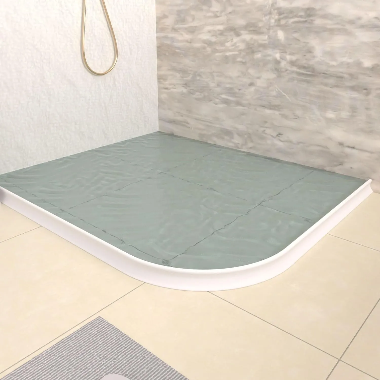 Duzzy 67 Inch Collapsible Shower Threshold Water Dam, Shower Dam Strip Water Stopper, Ideal for Wheelchair Accessible, Suitable for ADA Handicap Showers Bathroom