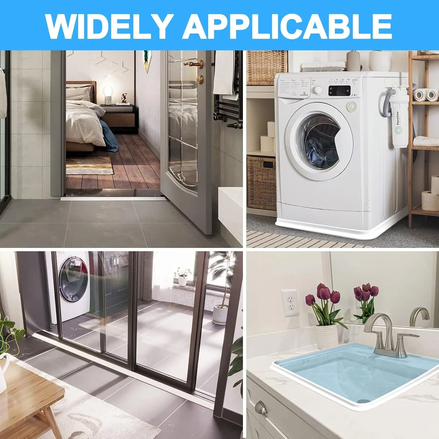 Duzzy 67 Inch Collapsible Shower Water Dam, Shower Threshold Water Stopper Barrier and Retention System and Keeps Water Inside Threshold Dry and Wet Separation, Suitable for Bathroom & Kitchen