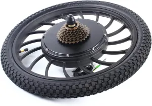 E-Bike 20 Inch Integrated Wheel Electric Bike Conversion Kit 1000W 48V Rear Wheel with 7-Speed Freewheel Electric Bicycle Hub Motor Kit Brushless Gearless Motor Kit w/Tire