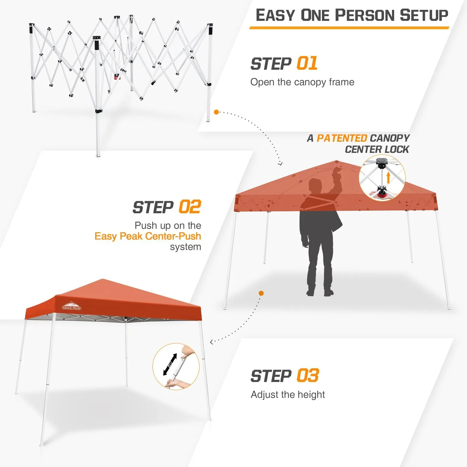 EAGLE PEAK 10x10 Slant Leg Pop-up Canopy Tent Easy One Person Setup Instant Outdoor Beach Canopy Folding Portable Sports Shelter 10x10 Base 8x8 Top (Brick Red)