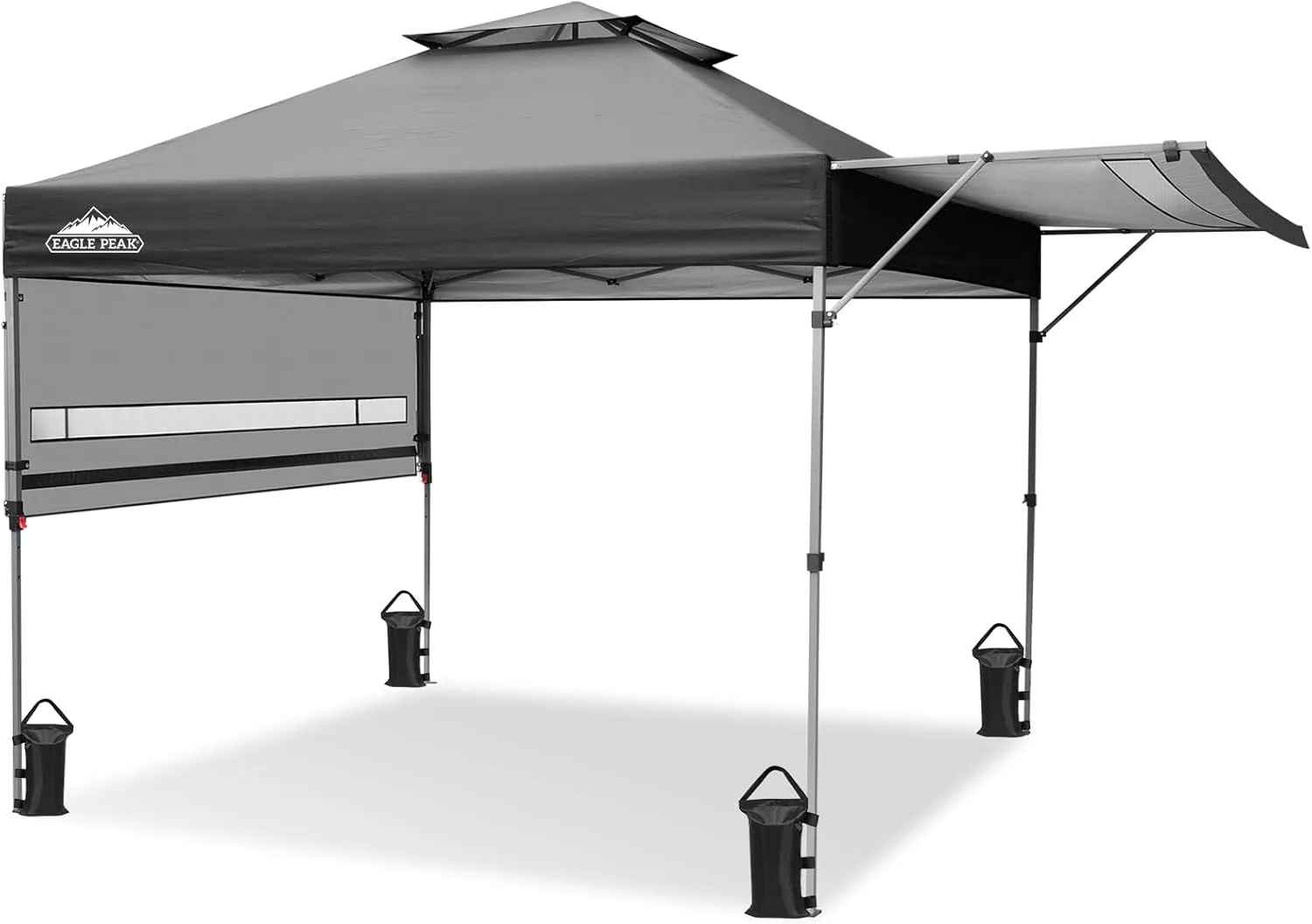 EAGLE PEAK 17x10 Pop up Gazebo Canopy Tent Outdoor Instant Canopy Shelter with Adjustable Dual Half Awnings (Gray)
