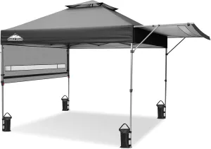 EAGLE PEAK 17x10 Pop up Gazebo Canopy Tent Outdoor Instant Canopy Shelter with Adjustable Dual Half Awnings (Gray)