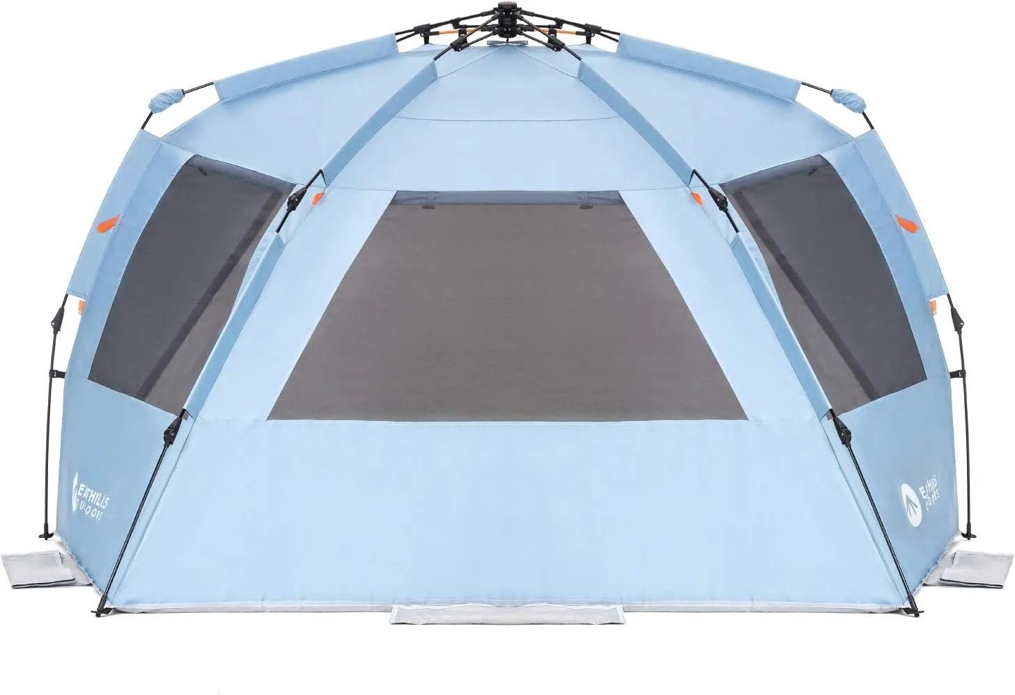 Easthills Outdoors Instant Shader Enhanced Deluxe XL Beach Tent Easy Setup 4-6 Person Popup Sun Shelter 99" Wide for Family UPF 50  Double Silver Coating with Extended Zippered Porch Sky Blue