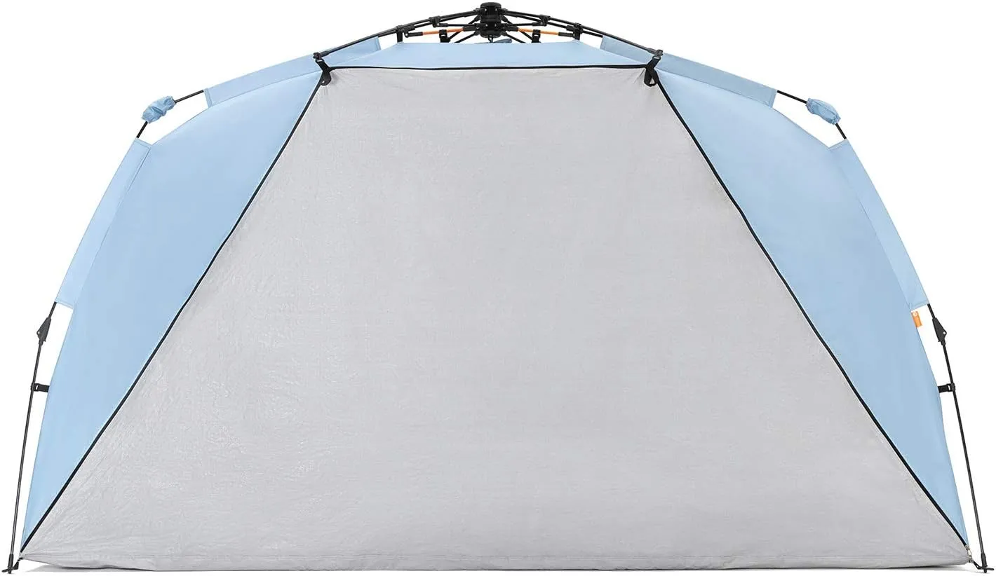 Easthills Outdoors Instant Shader Enhanced Deluxe XL Beach Tent Easy Setup 4-6 Person Popup Sun Shelter 99" Wide for Family UPF 50  Double Silver Coating with Extended Zippered Porch Sky Blue